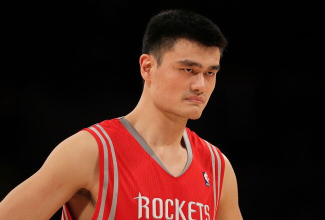 LOS ANGELES, CA - OCTOBER 26:  Yao Ming #11 of the Houston Rockets looks on during their opening night game against the Los Angeles Lakers at Staples Center on October 26, 2010 in Los Angeles, California. NOTE TO USER: User expressly acknowledges and agre