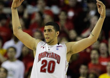 COLLEGE PARK, MD - FEBRUARY 20: Jordan Willaims #20 of the  Maryland Terrapins celebrates against the NC State Wolfpack at the Comcast Center on February 20, 2011 in College Park, Maryland.  (Photo by Rob Carr/Getty Images)