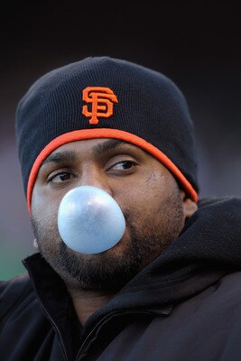 Pablo Sandoval is reduced to gum chewing until June while his right hand heals from surgery.