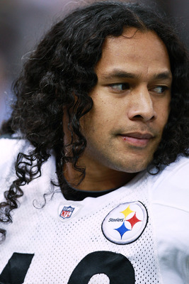 NEW ORLEANS - OCTOBER 31:  (FILE PHOTO)  Troy Polamalu #43 of the Pittsburgh Steelers waits on the sideline before the game against the New Orleans Saints at Louisiana Superdome on October 31, 2010 in New Orleans, Louisiana.  The Saints won 20-10 over the