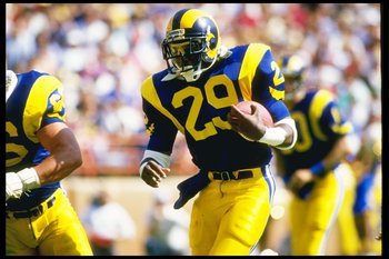 Eric Dickerson ran wild for the Rams throughout the 1980's