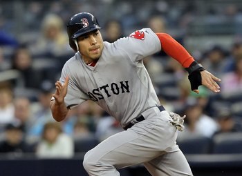 NEW YORK, NY - MAY 14:  Jacoby Ellsbury #2 of the Boston Red Sox heads to second base against the New York Yankees on May 14, 2011 at Yankee Stadium in the Bronx borough of New York City.  (Photo by Jim McIsaac/Getty Images)