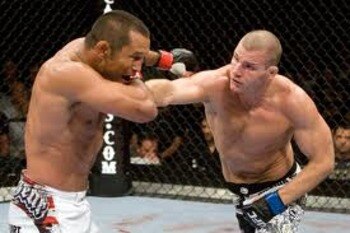 Michael Bisping attempting to land a straight right on Dan Henderson