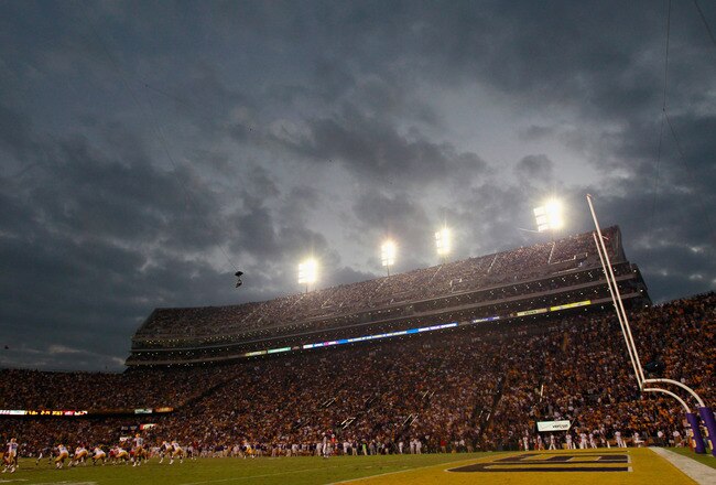 BATON ROUGE, LA - NOVEMBER 20:  A general view of Tiger Stadium during the game betweem the Louisiana State University Tigers and the Ole Miss Rebels on November 20, 2010 in Baton Rouge, Louisiana.  (Photo by Kevin C. Cox/Getty Images)