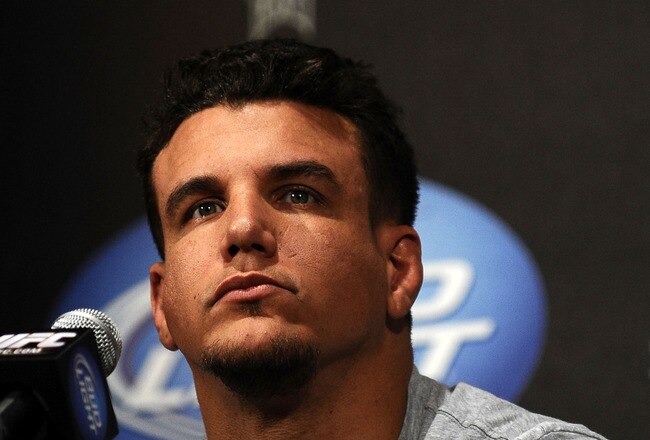 NEW YORK - MARCH 24:  Frank Mir of Las Vegas, Nevada speaks at a press conference for UFC 111 at Radio City Music Hall on March 24, 2010 in New York City.  Mir will face Shane Carwin of Denver, Colorado in the INterim heavyweight title bout.  (Photo by Je