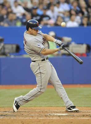 TORONTO, CANADA - JUNE 1:  Matt LaPorta #7 of the Cleveland Indians pops one up during game action against the Toronto Blue Jays June 1, 2011 at Rogers Centre in Toronto, Ontario, Canada. (Photo by Brad White/Getty Images)