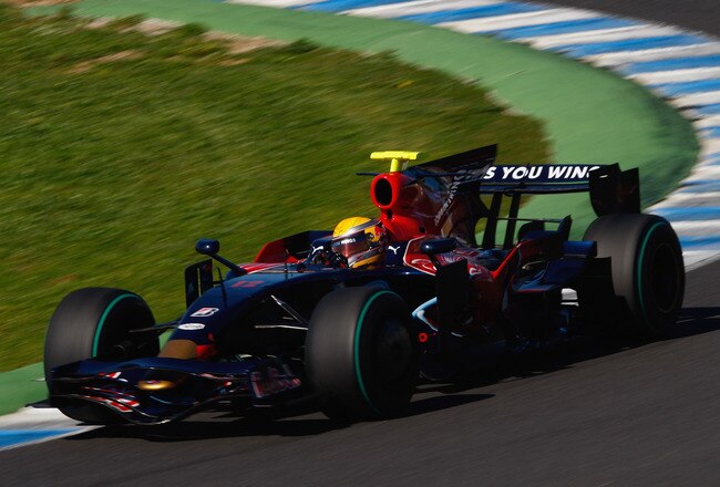 JEREZ DE LA FRONTERA, SPAIN - FEBRUARY 11:  Sebastian Buemi of Switzerland and team Toro Rosso in the action during Formula 1 testing on February 11, 2009 in Jerez de la Frontera, Spain.  (Photo by Mark Thompson/Getty Images)