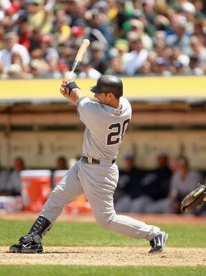 OAKLAND, CA - MAY 30:  Jorge Posada #20 of the New York Yankees bats against the Oakland Athletics at Oakland-Alameda County Coliseum on May 30, 2011 in Oakland, California.  (Photo by Ezra Shaw/Getty Images)