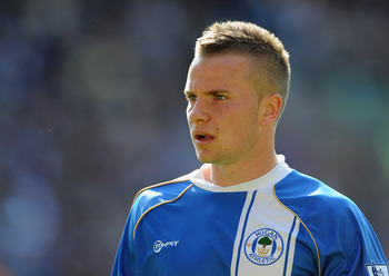 WIGAN, ENGLAND - APRIL 30: Tom Cleverley of Wigan looks on during the Barclays Premier League match between Wigan and Everton at the DW Stadium on April 30, 2011 in Wigan, England.  (Photo by Michael Regan/Getty Images)