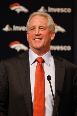 ENGLEWOOD, CO - JANUARY 14:  Denver Broncos head coach John Fox addresses the media at Dove Valley on January 14, 2011 in Englewood, Colorado. Fox was named the 14th head coach in Broncos history yesterday after spending the last nine seasons as head coac