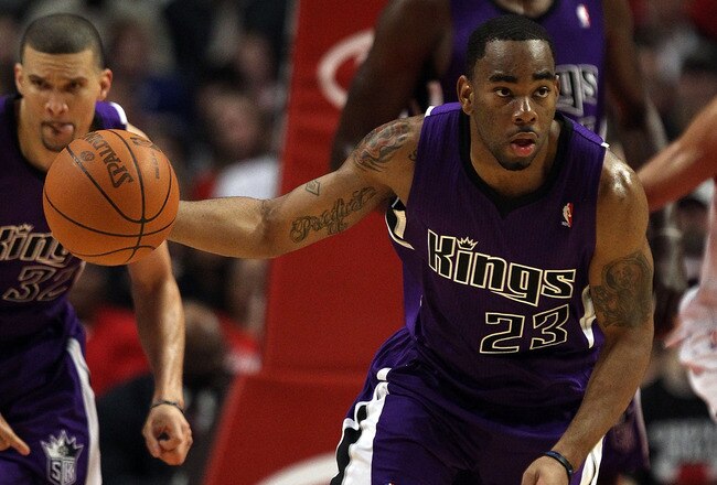 CHICAGO, IL - MARCH 21: Marcus Thornton #23 of the Sacramento Kings moves against the Chicago Bulls at the United Center on March 21, 2011 in Chicago, Illinois. The Bulls defeated the Kings 132-92. NOTE TO USER: User expressly acknowledges and agrees that