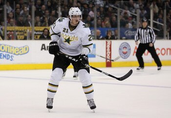 LOS ANGELES, CA - APRIL 02:  Loui Eriksson #21 of the Dallas Stars skates against the Los Angeles Kings at Staples Center on April 2, 2011 in Los Angeles, California.  (Photo by Jeff Gross/Getty Images)