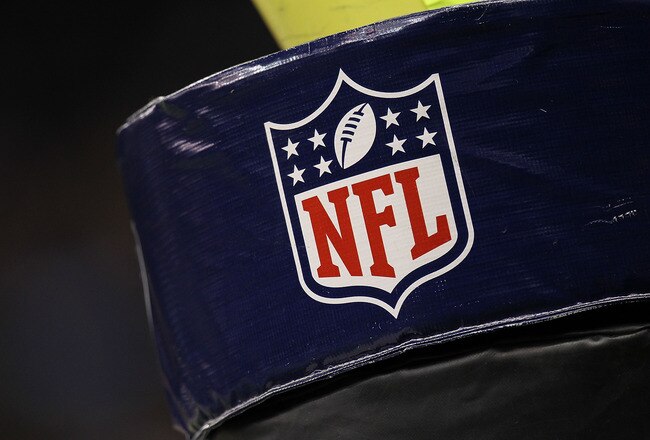 NEW ORLEANS - SEPTEMBER 09:  The NFL shield logo  on the goal post pad at Louisiana Superdome on September 9, 2010 in New Orleans, Louisiana.  (Photo by Ronald Martinez/Getty Images)
