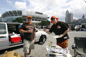 CLEVELAND - SEPTEMBER 7:  Cleveland Browns fans tailgate before the game against the Dallas Cowboys at Cleveland Browns Stadium on September 7, 2008 in Cleveland, Ohio.  (Photo by Kevin C. Cox/Getty Images)