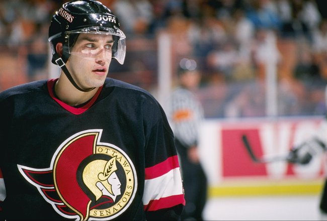 8 Mar 1997: Center Alexandre Daigle of the Ottawa Senators looks on during a game against the Los Angeles Kings at the Great Western Forum in Inglewood, California. The Kings won the game, 3-1.