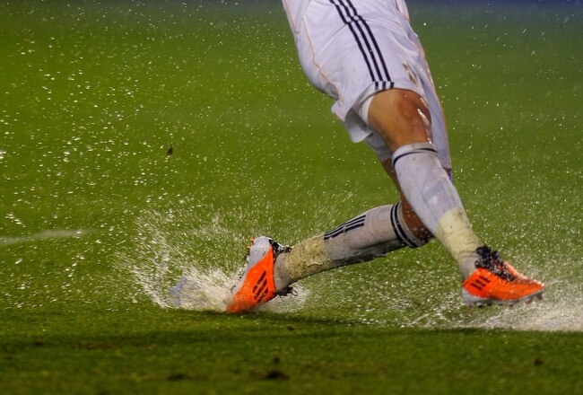 CARSON, CA - MARCH 20:  Juan Pablo Angel #9 of the Los Angeles Galaxy pokes the ball into the net in the second half of their MLS match against the New England Revolution at The Home Depot Center on March 20, 2011 in Carson, California. Angel was called o