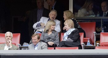 HOUSTON - NOVEMBER 28:  Bud Adams, owner of the Tennessee Titans talks with visitors in his siute at Reliant Stadium on November 28, 2010 in Houston, Texas.  (Photo by Bob Levey/Getty Images)