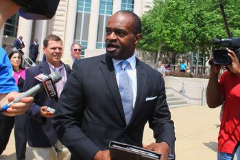 ST. LOUIS, MO - JUNE 3: Executive Director of the National Football League Players' Association (NFLPA) DeMaurice Smith leaves the Thomas F. Eagleton U.S. Federal Courthouse after the NFL lockout hearing on June 3, 2011 in St. Louis, Missouri. NFL players