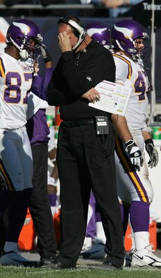 CHICAGO - OCTOBER 16:  Head Coach Mike Tice of the Minnesota Vikings watches his team in the fourth quarter against the Chicago Bears on October 16, 2005 at Soldier Field in Chicago, Illinois. The Bears defeated the Vikings 28-3.  (Photo by Jonathan Danie