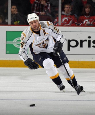 NEWARK, NJ - DECEMBER 17:  Steve Sullivan #26 of the Nashville Predators skates against the New Jersey Devils at the Prudential Center on December 17, 2010 in Newark, New Jersey.  (Photo by Bruce Bennett/Getty Images)