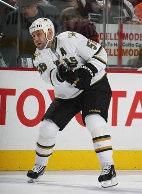 PHILADELPHIA - NOVEMBER 24:  Sergei Zubov #56 of the Dallas Stars skates against the Phildelphia Flyers on November 24, 2008 at the Wachovia Center in Philadelphia, Pennsylvania.  (Photo by Bruce Bennett/Getty Images)