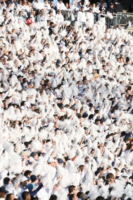STATE COLLEGE, PA - NOVEMBER 7: Penn State Nittany Lion fans cheer during a game against the Ohio State Buckeyes on November 7, 2009 at Beaver Stadium in State College, Pennsylvania. Ohio State won 24-7. (Photo by Hunter Martin/Getty Images)