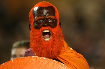 MIAMI, FL - JANUARY 03: Phillip Zellmer, fan of the Virginia Tech Hokies supports his team against the Stanford Cardinal during the 2011 Discover Orange Bowl at Sun Life Stadium on January 3, 2011 in Miami, Florida. (Photo by Marc Serota/Getty Images)