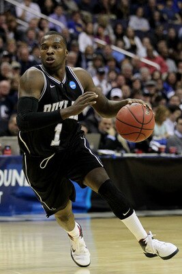 WASHINGTON - MARCH 19:  Shelvin Mack #1 of the Butler Bulldogs drives with the ball against the Pittsburgh Panthers during the third round of the 2011 NCAA men's basketball tournament at Verizon Center on March 19, 2011 in Washington, DC.  (Photo by Nick 