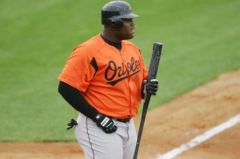 JUPITER, FL - MARCH 3 :  Indfielder Walter Young #75 of the Baltimore Orioles looks on against the Florida Marlins during a spring training game on March 3, 2005 at Roger Dean Stadium in Jupiter, Florida. The Baltimore Orioles defeated the Florida Marlins