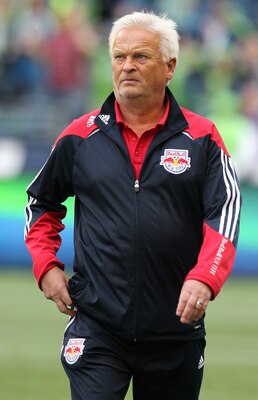SEATTLE, WA - JUNE 23:  Head coach Hans Backe of the New York Red Bulls looks on prior to the game against the Seattle Sounders FC at CenturyLink Field on June 23, 2011 in Seattle, Washington. (Photo by Otto Greule Jr/Getty Images)