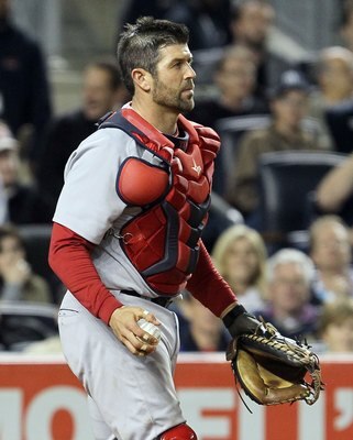 NEW YORK, NY - MAY 14:  Jason Varitek #33 of the Boston Red Sox in action against the New York Yankees on May 14, 2011 at Yankee Stadium in the Bronx borough of New York City.  (Photo by Jim McIsaac/Getty Images)