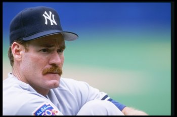 29 May 1997:  Third basemen Wade Boggs of the New York Yankees sits on the ground before a game against the Toronto Blue Jays at the Skydome in Toronto, Canada.  The Yankees won the game 4-0. Mandatory Credit: Harry How  /Allsport
