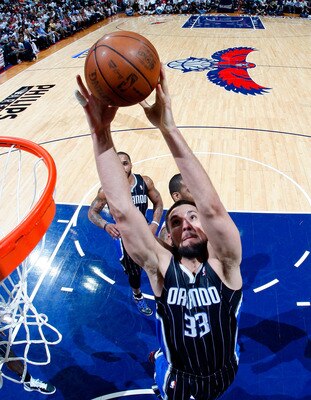 ATLANTA, GA - APRIL 24:  Ryan Anderson #33 of the Orlando Magic against the Atlanta Hawks during Game Four of the Eastern Conference Quarterfinals in the 2011 NBA Playoffs at Philips Arena on April 24, 2011 in Atlanta, Georgia.  NOTE TO USER: User express