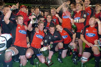 The Crusaders after winning their fifth Super 12 championship.