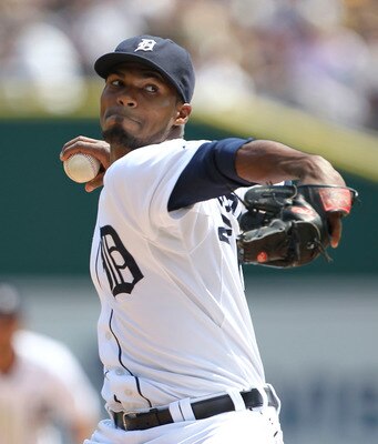 DETROIT - JUNE 26: Al Alburquerque #62 of the Detroit Tigers pitches in the eight inning during the game against the Arizona Diamondbacks at Comerica Park on June 26, 2011 in Detroit, Michigan. The Tigers defeated the Diamondbacks 8-3.  (Photo by Leon Hal