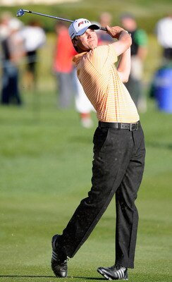 PEBBLE BEACH, CA - FEBRUARY 11:  Sean O' Hair plays his approach shot on the 18th hole during the second round of the AT&T Pebble Beach National Pro-Am at the Pebble Beach Golf Links on February 11, 2011  in Pebble Beach, California  (Photo by Stuart Fran