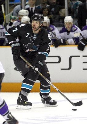 SAN JOSE, CA - APRIL 23:  Niclas Wallin #7 of the San Jose Sharks in action against the Los Angeles Kings in game five of the Western Conference Quarterfinals during the 2011 NHL Stanley Cup Playoffs at HP Pavilion on April 23, 2011 in San Jose, Californi