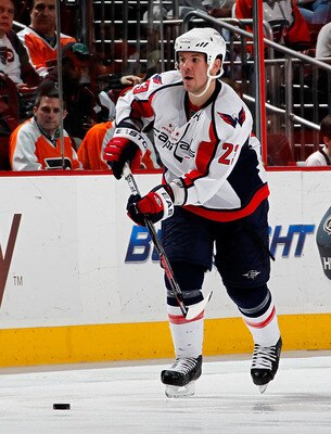 PHILADELPHIA, PA - MARCH 22:  Scott Hannan #23 of the Washington Capitals skates during an NHL hockey game against the Philadelphia Flyers at the Wells Fargo Center on March 22, 2011 in Philadelphia, Pennsylvania.  (Photo by Paul Bereswill/Getty Images)