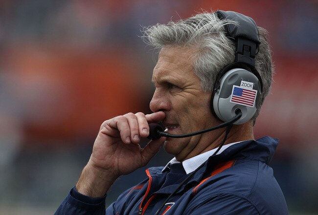 CHAMPAIGN, IL - OCTOBER 02: Head coach Ron Zook of the Illinois Fighting Illini watches as his team takes on the Ohio State Buckeyes at Memorial Stadium on October 2, 2010 in Champaign, Illinois. Ohio State defeated Illinois 24-13. (Photo by Jonathan Dani