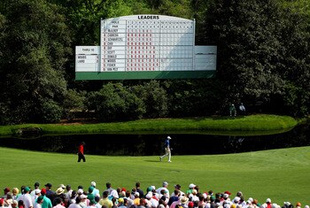 AUGUSTA, GA - APRIL 10:  Tiger Woods and Rory McIlroy of Northern Ireland walk to the 11th green during the final round of the 2011 Masters Tournament at Augusta National Golf Club on April 10, 2011 in Augusta, Georgia.  (Photo by Jamie Squire/Getty Image