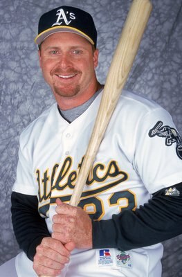 29 Feb 2000: Outfielder Jeremy Giambi #7 of the Oakland Athletics poses for a studio portrait during Spring Training Photo Day in Phoenix, Arizona. Mandatory Credit: Jed Jacobsohn  /Allsport