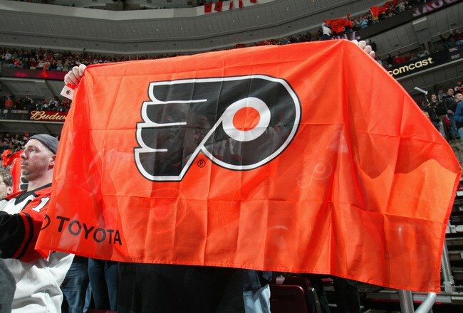 PHILADELPHIA - JANUARY 14: A view of a fan holding up a Philadelphia Flyers flag during the game against the Colorado Avalanche at the Wachovia Center on January 14,2006 in Philadelphia, Pennsylvania. The Avalanche defeated the Flyers 4-3 in Overtime. (Ph