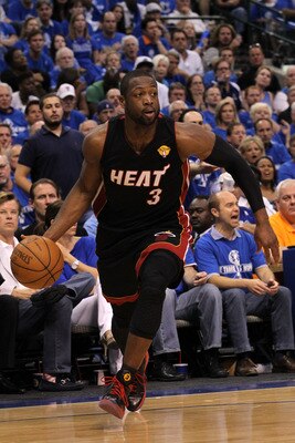DALLAS, TX - JUNE 09:  Dwyane Wade #3 of the Miami Heat moves the ball while taking on the Dallas Mavericks in Game Five of the 2011 NBA Finals at American Airlines Center on June 9, 2011 in Dallas, Texas.  NOTE TO USER: User expressly acknowledges and ag