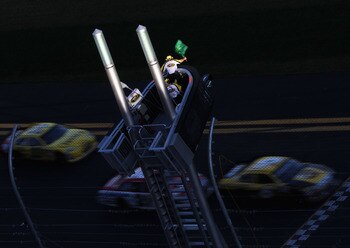 DAYTONA BEACH, FL - FEBRUARY 20:  David Ragan, driver of the #6 UPS Ford, Trevor Bayne, driver of the #21 Motorcraft/Quick Lane Ford, ans Clint Bowyer, driver of the #33 Cheerios Chevrolet, pass the green flag for a restart during the NASCAR Sprint Cup Se