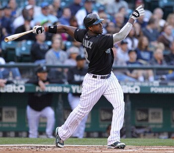 SEATTLE - JUNE 25:  Hanley Ramirez #2 of the Florida Marlins hits a two RBI ground-rule double in the first inning against the Seattle Mariners at Safeco Field on June 25, 2011 in Seattle, Washington. (Photo by Otto Greule Jr/Getty Images)
