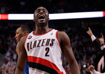 PORTLAND, OR - APRIL 21:  Wesley Matthews #2 of the Portland Trail Blazers celebrates a three point shot in the first quarter against the Dallas Mavericks in Game Three of the Western Conference Quarterfinals in the 2011 NBA Playoffs on April 21, 2011 at