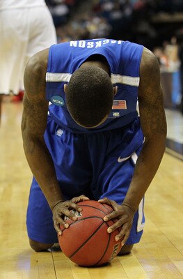 TULSA, OK - MARCH 18:  Joe Jackson #1 of the Memphis Tigers reacts in the final moments of their 77-75 loss to the Arizona Wildcats in the second round of the 2011 NCAA men's basketball tournament at BOK Center on March 18, 2011 in Tulsa, Oklahoma.  (Phot