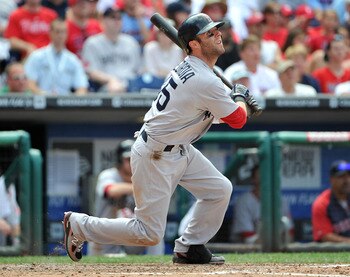 PHILADELPHIA - JUNE 30: Dustin Pedroia #15 of the Boston Red Sox watches his solo home run in the top of the eighth inning against the Philadelphia Phillies at Citizens Bank Park on June 30, 2011 in Philadelphia, Pennsylvania. (Photo by Christopher Pasati