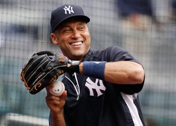 NEW YORK - JUNE 12:  Derek Jeter #2 of the New York Yankees looks on during batting practice prior to their game against the Cleveland Indians on June 12, 2011 at Yankee Stadium in the Bronx borough of New York City.  (Photo by Mike Stobe/Getty Images)