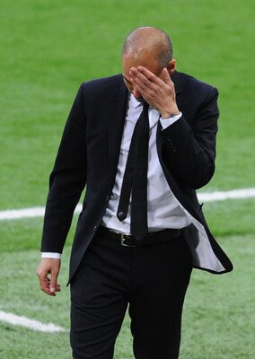 LONDON, ENGLAND - MAY 28:  Josep Guardiola manager of FC Barcelona shows his dejection during the UEFA Champions League final between FC Barcelona and Manchester United FC at Wembley Stadium on May 28, 2011 in London, England.  (Photo by Michael Regan/Get